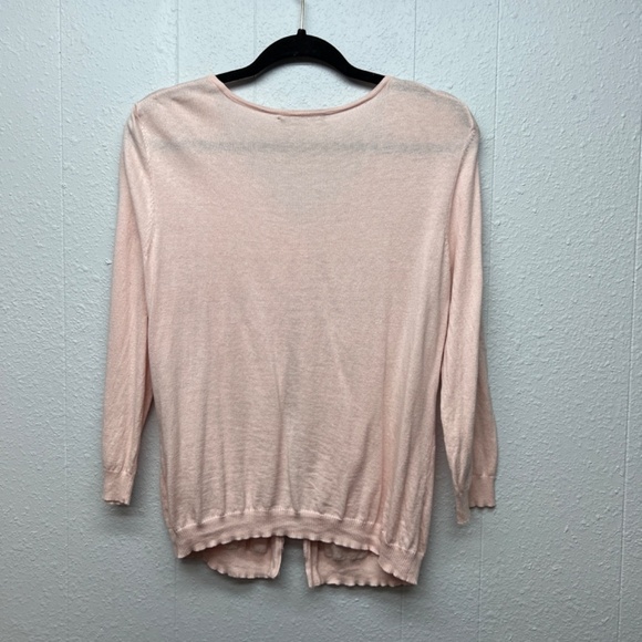 Cable & Gauge Soft Pink Beaded Womens Cardigan Sweater Medium Workwear Soft Girl - Picture 7 of 11